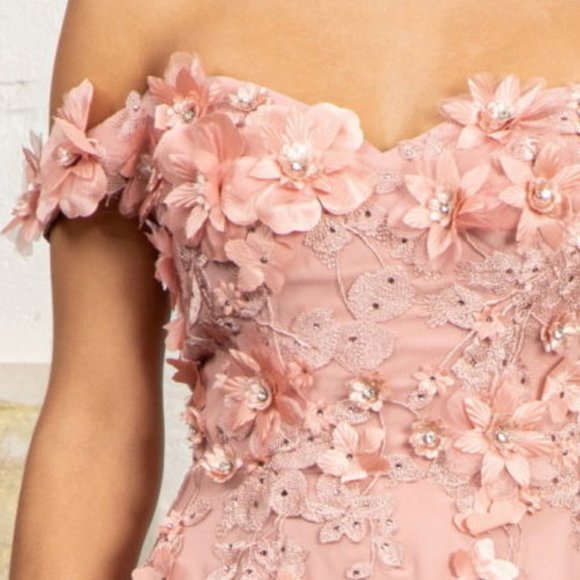 NEW CHIFFON OFF SHOULDER SLEEVELESS LONG A-LINE DRESS WITH ZIPPER BACK GL3018 - Picture 5 of 13